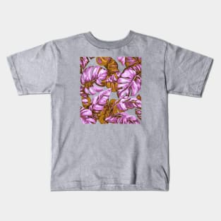 Tropical Leaves Camouflage Of Banana and Monstera 9 Kids T-Shirt